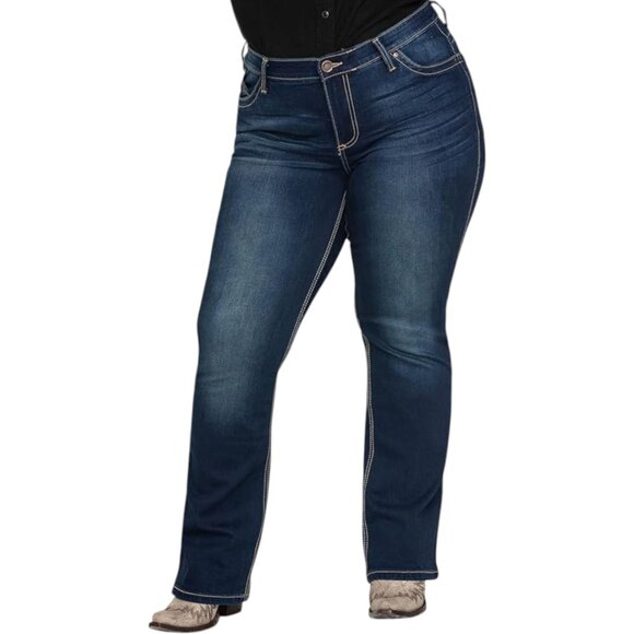 Wrangler Q-Baby Boot Cut Jeans Women's Plus Size 24W x 32 Dark Wash NWT - Picture 2 of 13